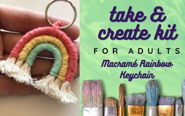 Take & Create For Adults Macrame Rainbow Keychain