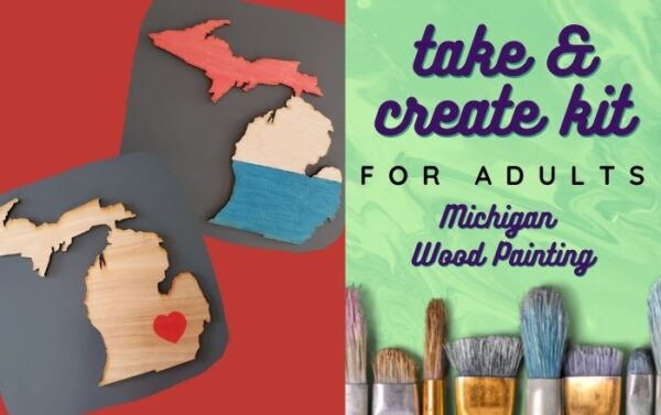 Take & Create Kit For Adults Michigan Wood Painting