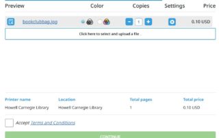 Mobile printing screenshot